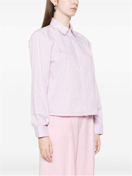 Camicia donna Emme Marella rosa rigata in popeline stretch con strass EMME Marella | LIUTI001